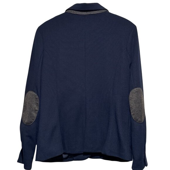 41 Hawthorn Navy Blue Knit One Button Blazer Jacket Elbow Patches Women size XL - Picture 2 of 13